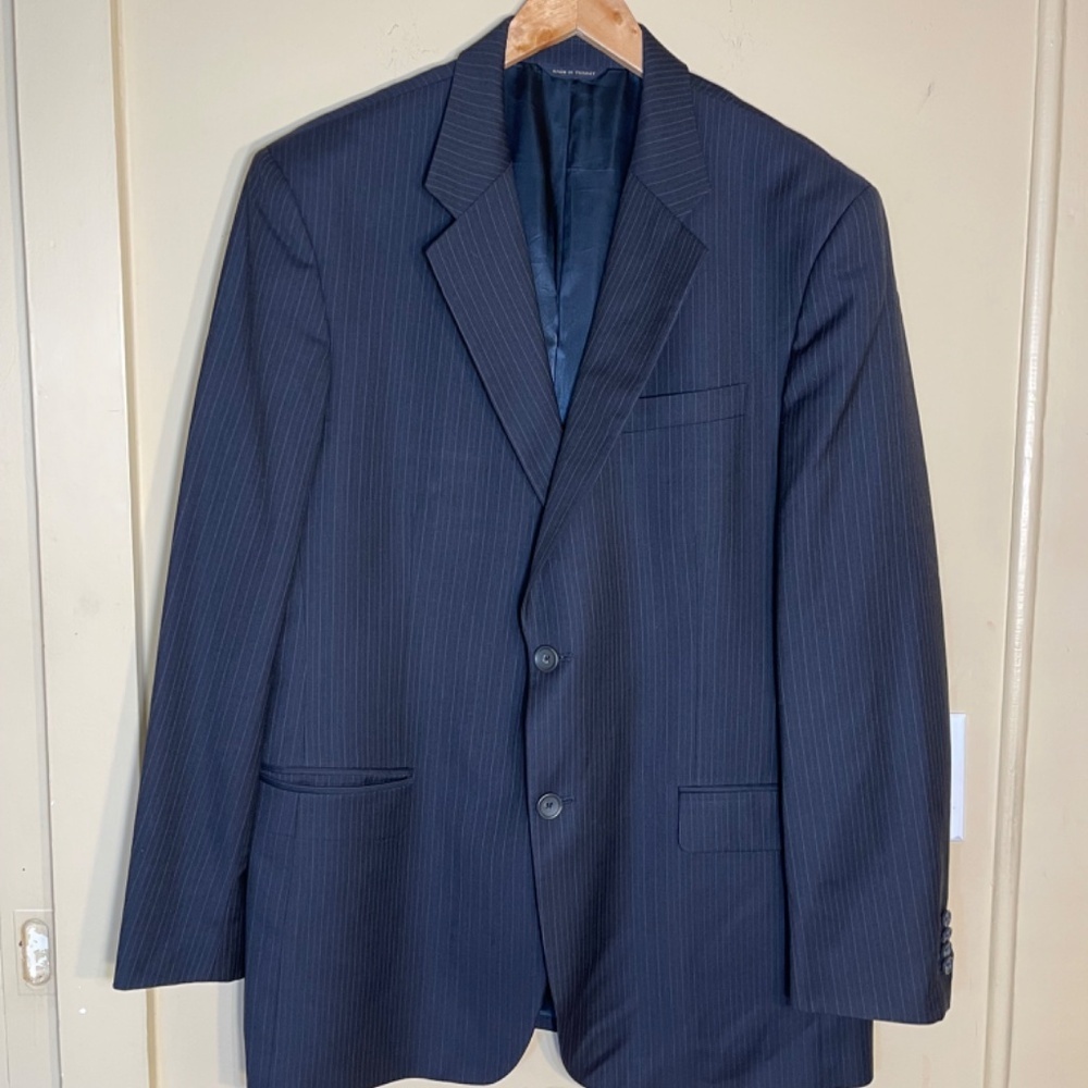 Men's Pinstripe Blazer Navy Blie
